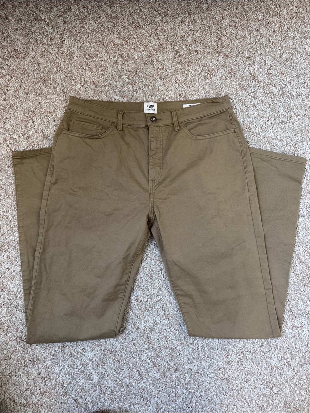 Flint & Tinder Men’s Tapered Fit Olive Brown Chino Pants 35x32